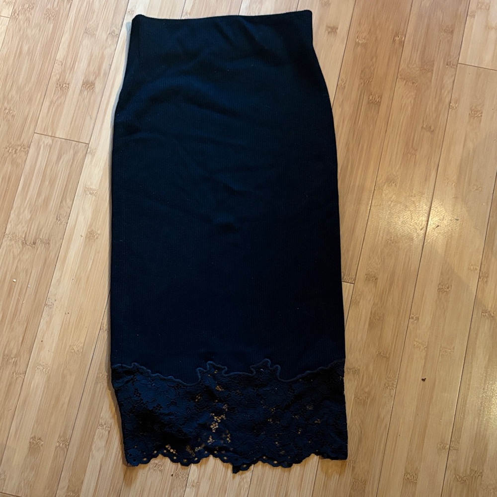 Express Black Lace Hem Pencil Skirt
